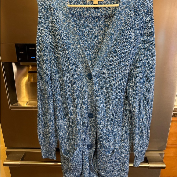 New Without Tags Woman Within Cardigan Sweater 1X Blue Marled - Picture 8 of 9